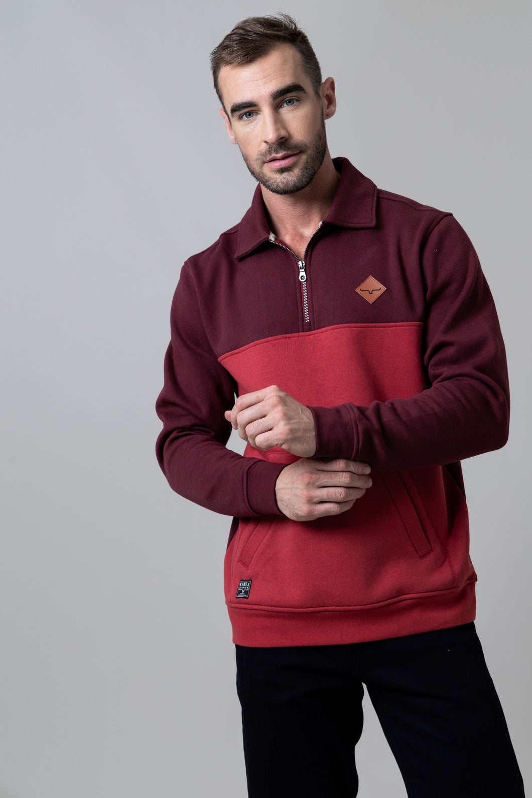 Diamond Head Quarter Zip Sweatshirt - Burgundy