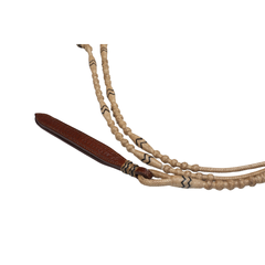 12 Plait Natural Romal with Black Accent - Chestnut Leather