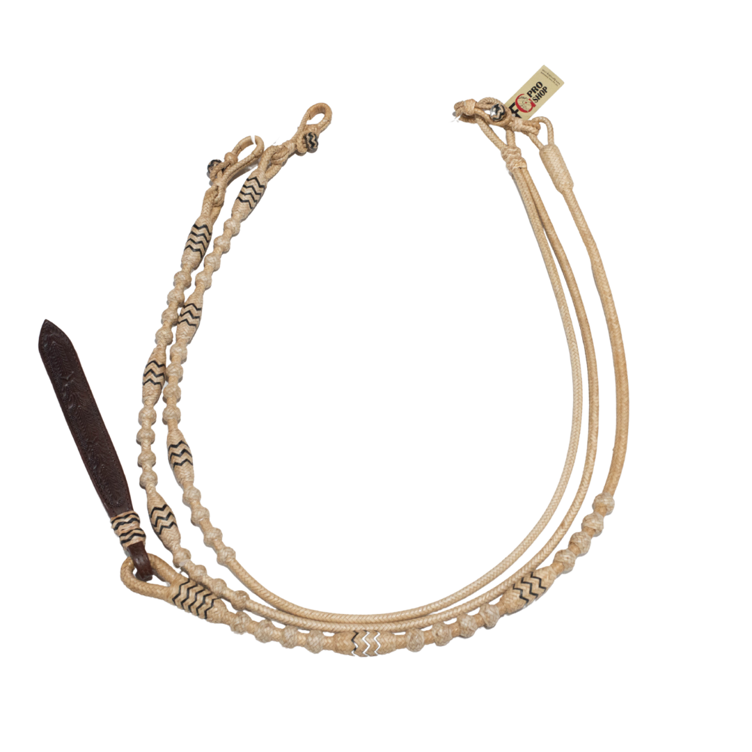 12 Plait Natural Romal with Black Accent - Choco Leather