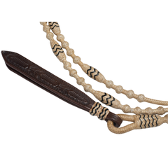 12 Plait Natural Romal with Black Accent - Choco Leather