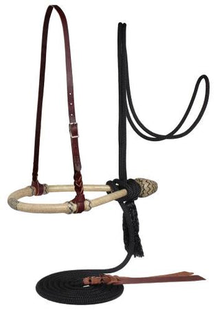 Fabriqué à la main en cuir bosal de cheval en cuir brut, naturel et turquoise, 28 tresses - France Fabriqué à la main en cuir bosal de cheval en cuir brut, naturel et turquoise, 28 tresses - France