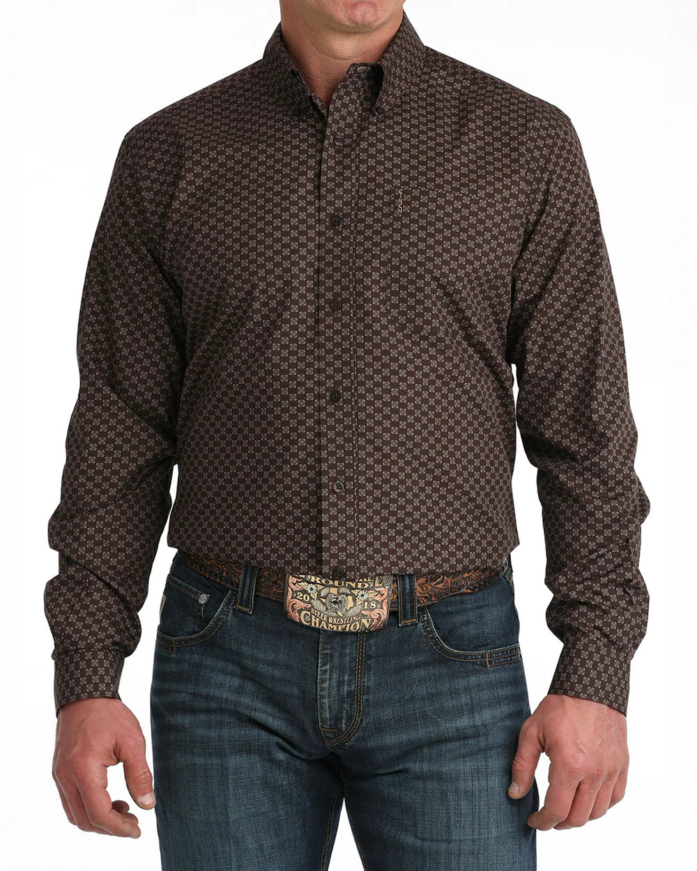 Chemise Brune Motif Géo