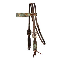 Choco Browband Headstall Emerald/Copper Accent