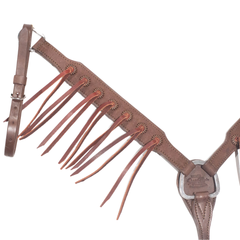 FG Breastcollar Choco Roughout Parachute Concho & Fringe