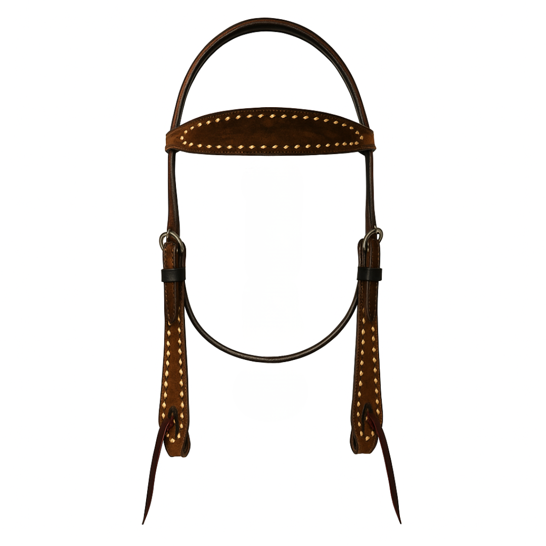 FG Browband Roughout Headstall Choco Buckstitch