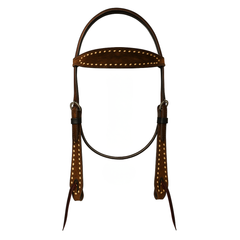 FG Browband Roughout Headstall Choco Buckstitch