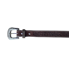 Ceinture FG Choco Cuir Renversé Full Floral