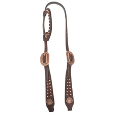 Bride Une Oreille FG Choco Cuir Renversé Dots Cuivre