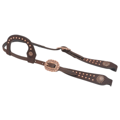 Bride Une Oreille FG Choco Cuir Renversé Dots Cuivre