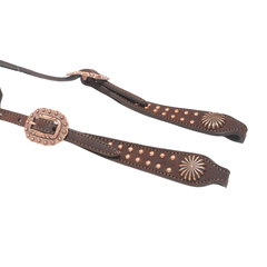 Bride Une Oreille FG Choco Cuir Renversé Dots Cuivre