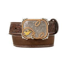 Floral Tooled Belt with Rope Buckle