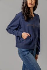 Gracie Cropped Crewneck Blue