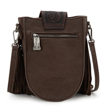 Load image into Gallery viewer, Hair-On Cowhide &amp; Tooled Leather Fringe Crossbody
