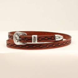 Hat Band 3/8'' Hand Tooled - Diamond Deisgn