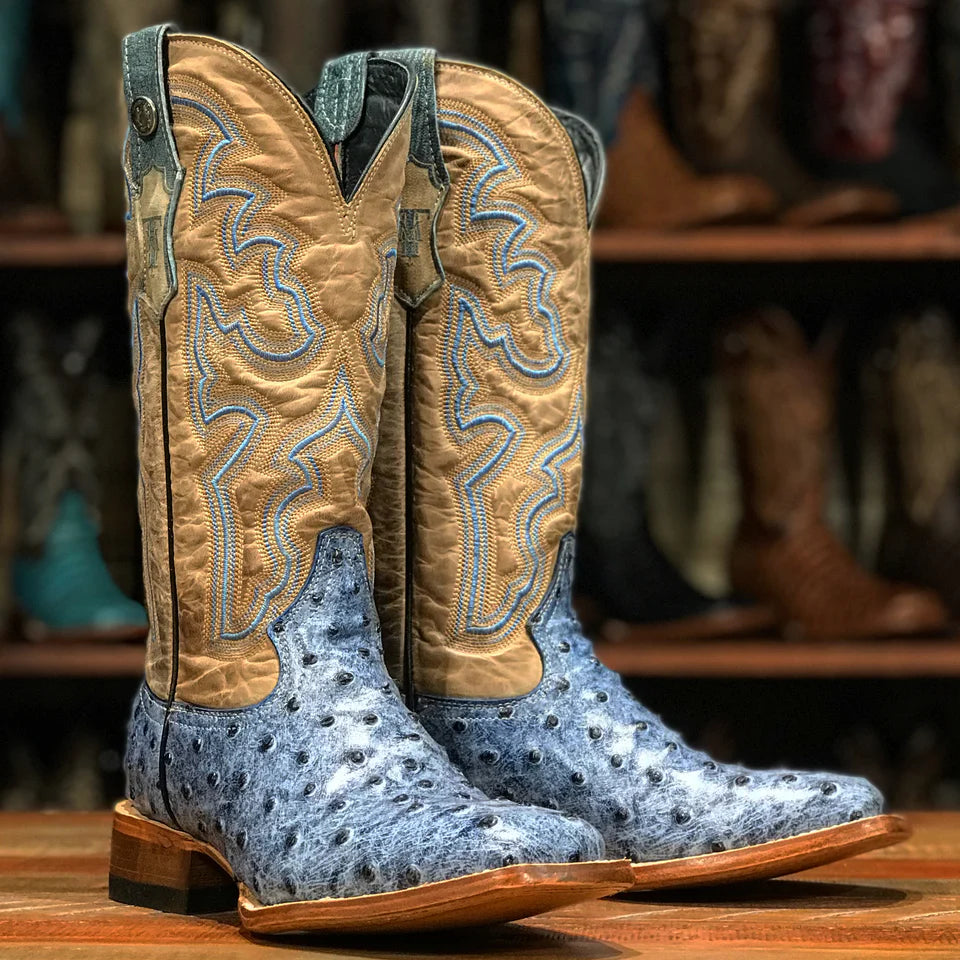 Imitation Ostrich Denim Boots