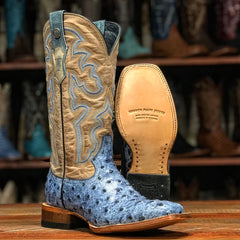 Imitation Ostrich Denim Boots