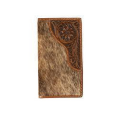 Porte Monnaie Long Poils de Vache avec Cuir Motif Fleural