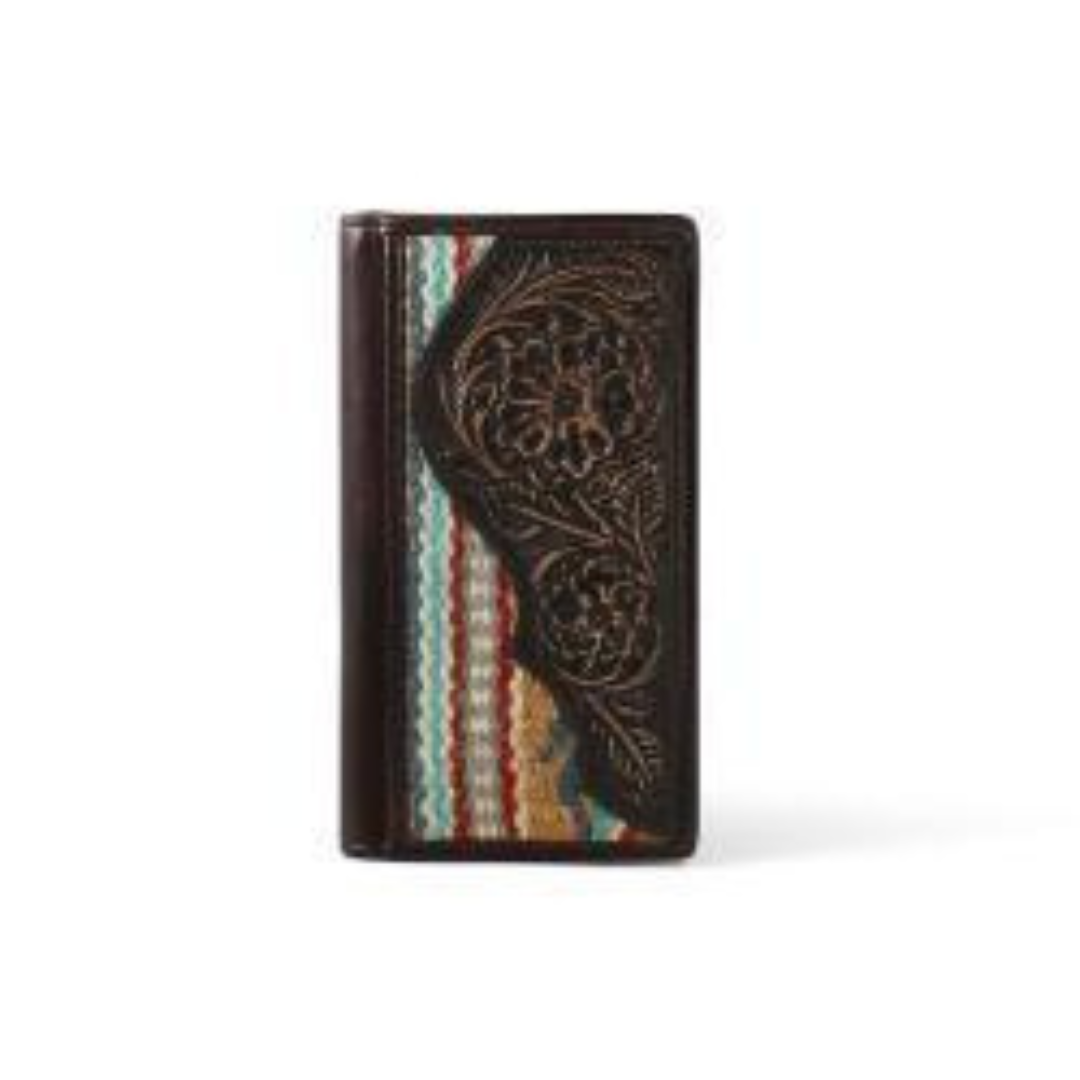 Long Wallet with Navajo Rug with Antique Tooling