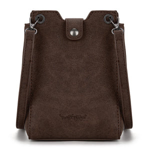 Mini Tooled Leather Bag - Brown with Tan Aztec Design