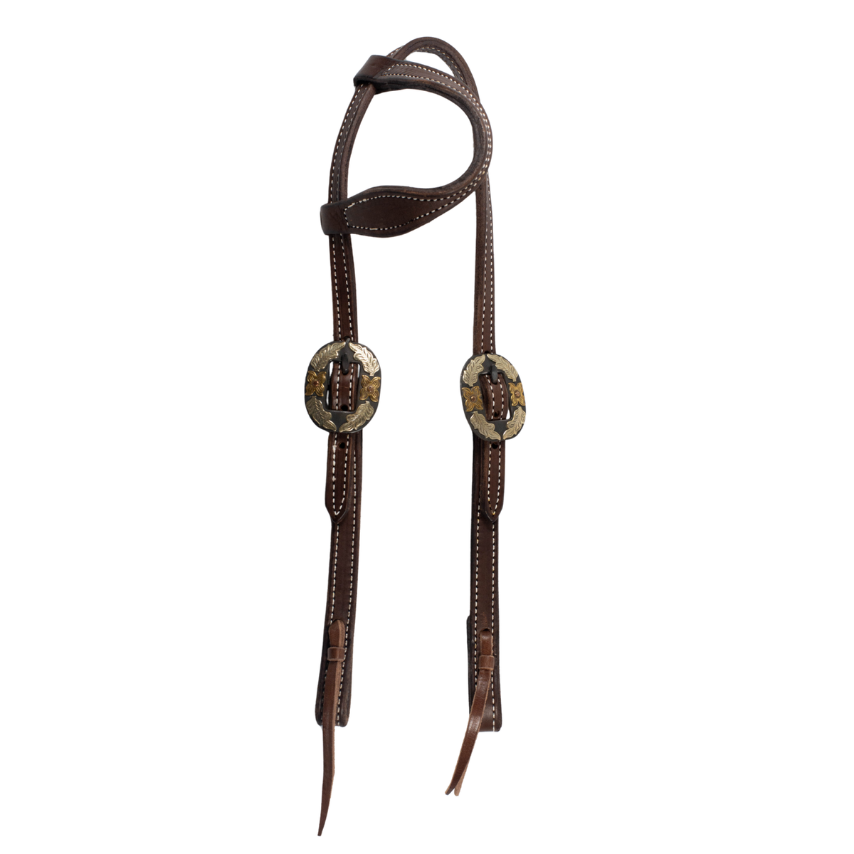 One Ear Headstall - Rust Iron Floral Buckle