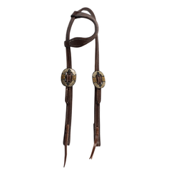 One Ear Headstall - Rust Iron Floral Buckle