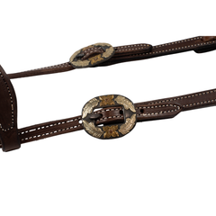 One Ear Headstall - Rust Iron Floral Buckle