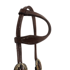 One Ear Headstall - Rust Iron Floral Buckle
