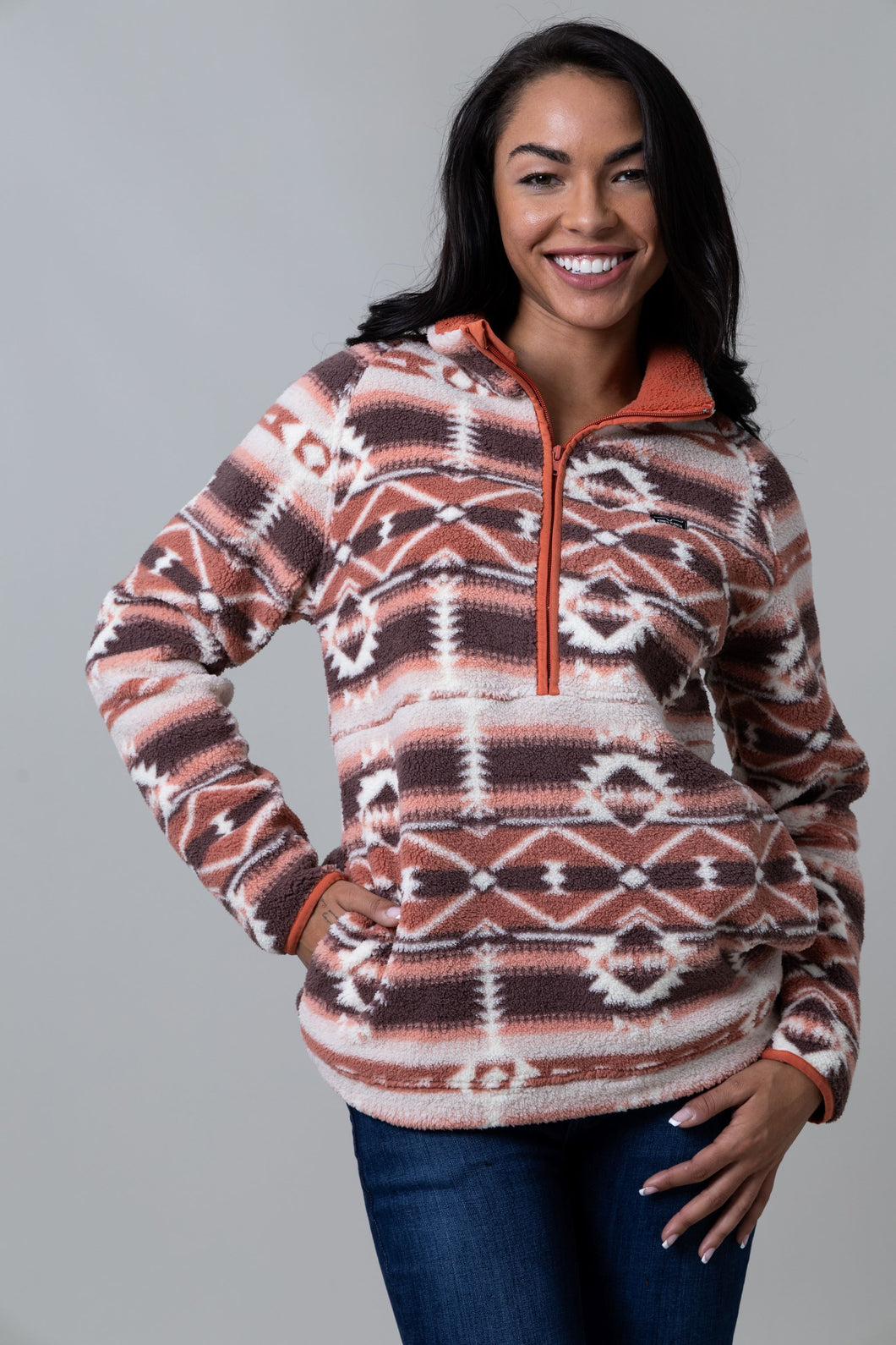 Roswell Fleece Hood - Rust Red