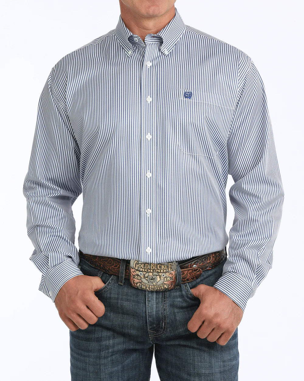 Chemise Ligné Bleu Royale