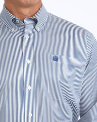 Chemise Ligné Bleu Royale