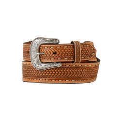 Ceinture Motif Panier avec Buckstitch Tan