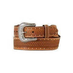 Ceinture Motif Panier avec Buckstitch Tan
