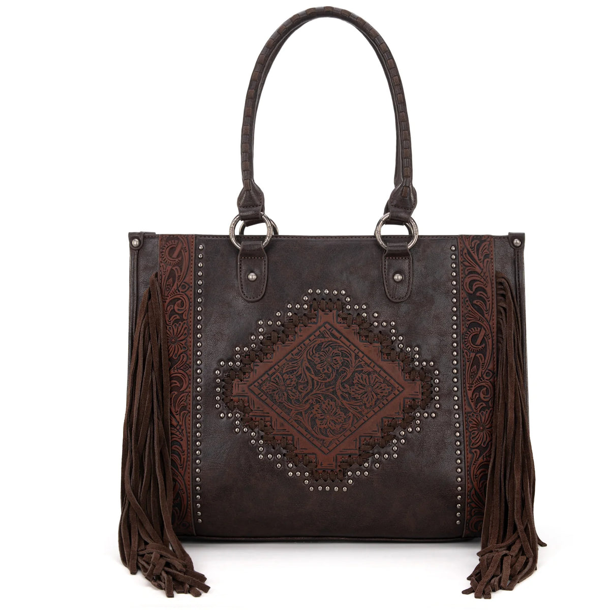 Sac Cabas Western à Franges, Détails Cloutés & Cuir Flora