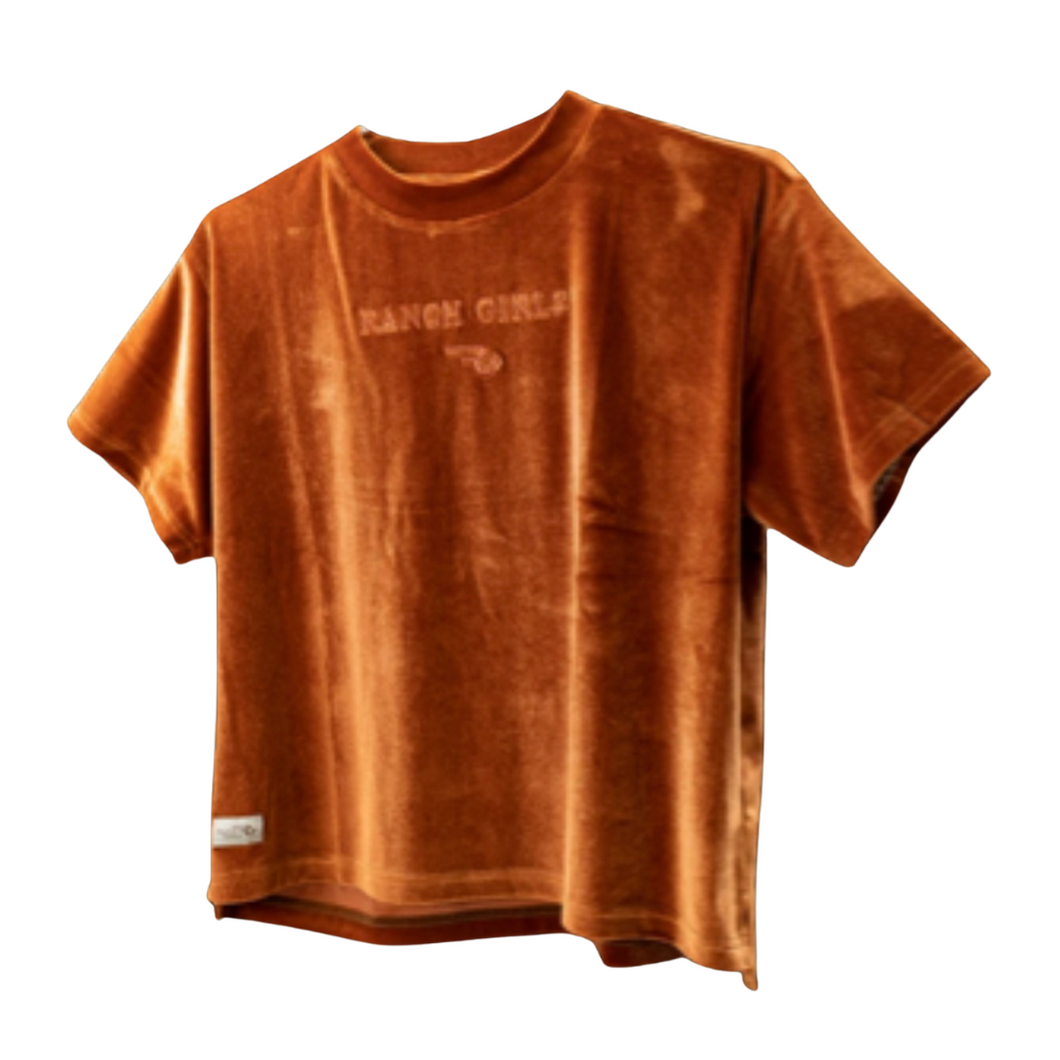 Velcet Crop Top Shirt Vally - Rust