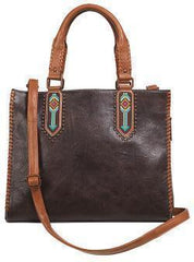 Sacoche en Cuir avec Contour Tressé & Motif Flèche