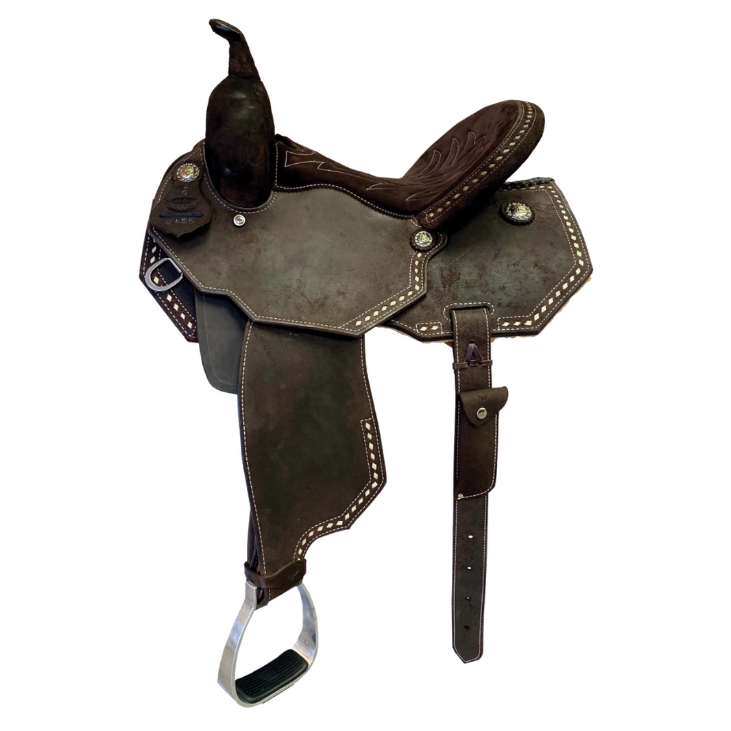 Selle Western Barrel Racing Complète En Cuir - Taille 16 Pouces - Pour Cheval - Neuf