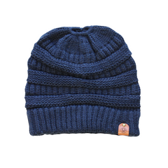 Ponytail Beanie - Navy