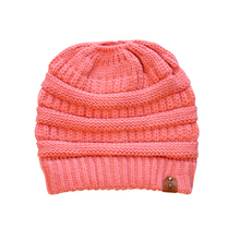 Load image into Gallery viewer, Ponytail Beanie - Coral

