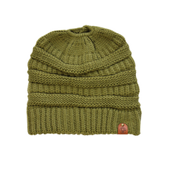 Ponytail Beanie - Olive