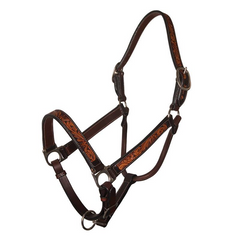 Leather Halter Collection Black Floral - Horse