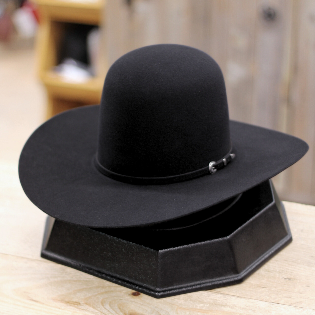 Black Felt Hat 7x Open Crown