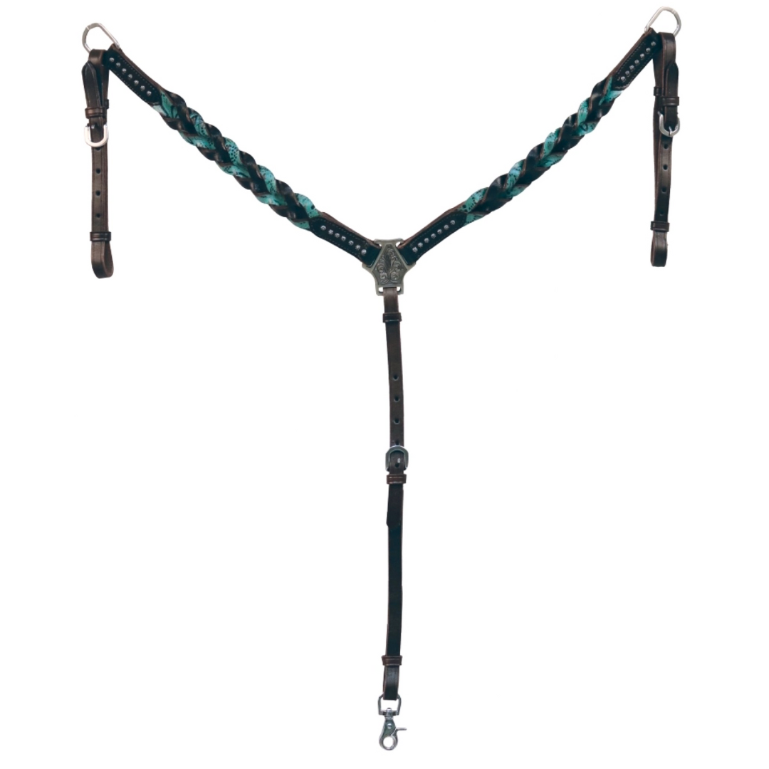 Braided Bandit Breastcollar - Turquoise