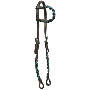 Braided Bandit One Ear Headstall - Turquoise