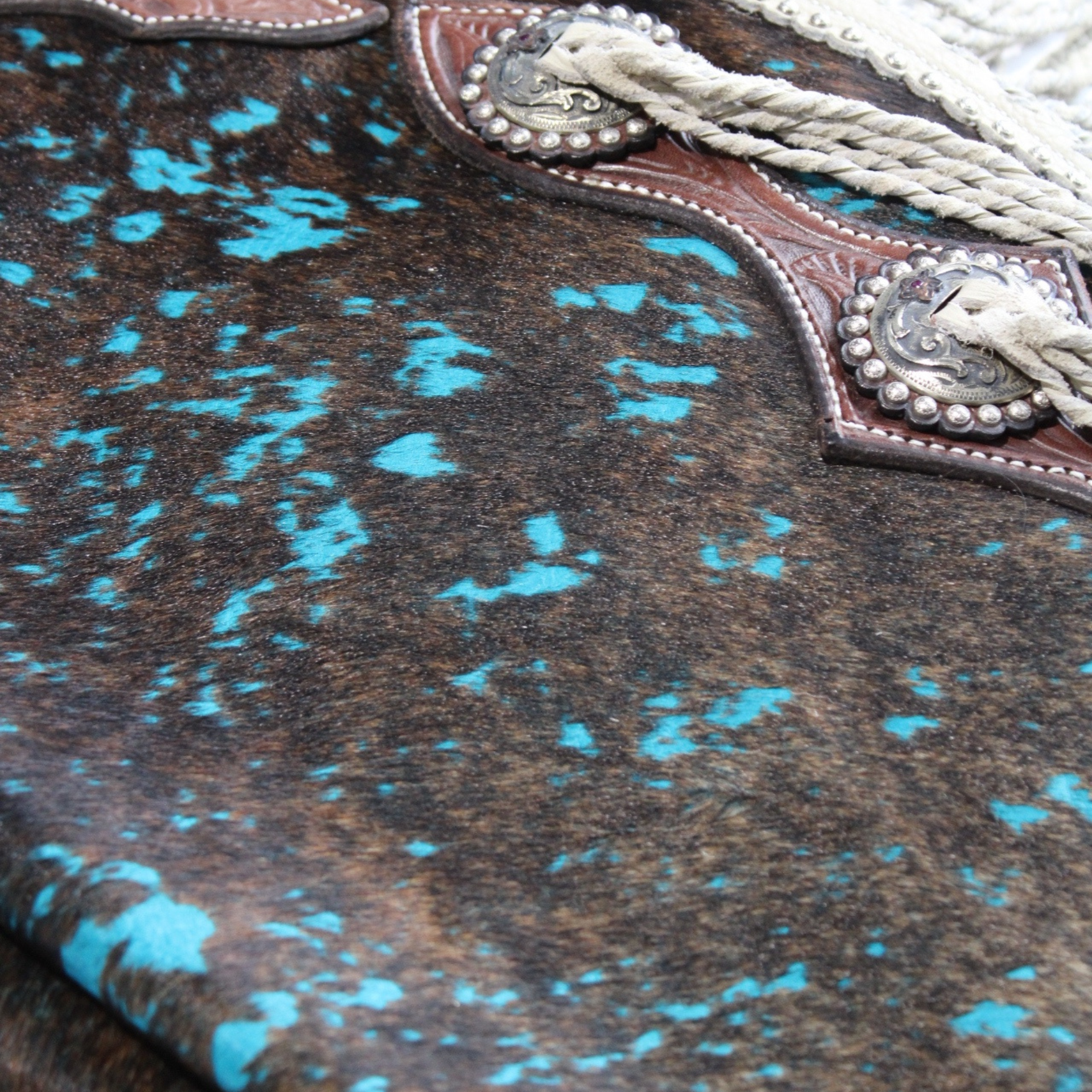 Demi Chaps Western Poils de Vache - Turquoise