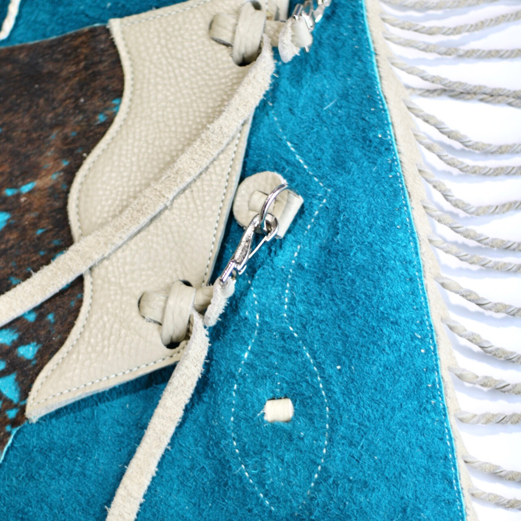 Demi Chaps Western Poils de Vache - Turquoise
