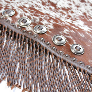 Brown Cowhide Chinks with Twisted Fringe