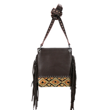 Load image into Gallery viewer, Aztec Crossbody Purse with Fringe - Brown
