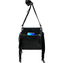 Load image into Gallery viewer, Aztec Crossbody Purse with Fringe - Black
