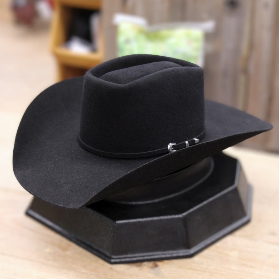 Black Felt Hat 7x - Square Top
