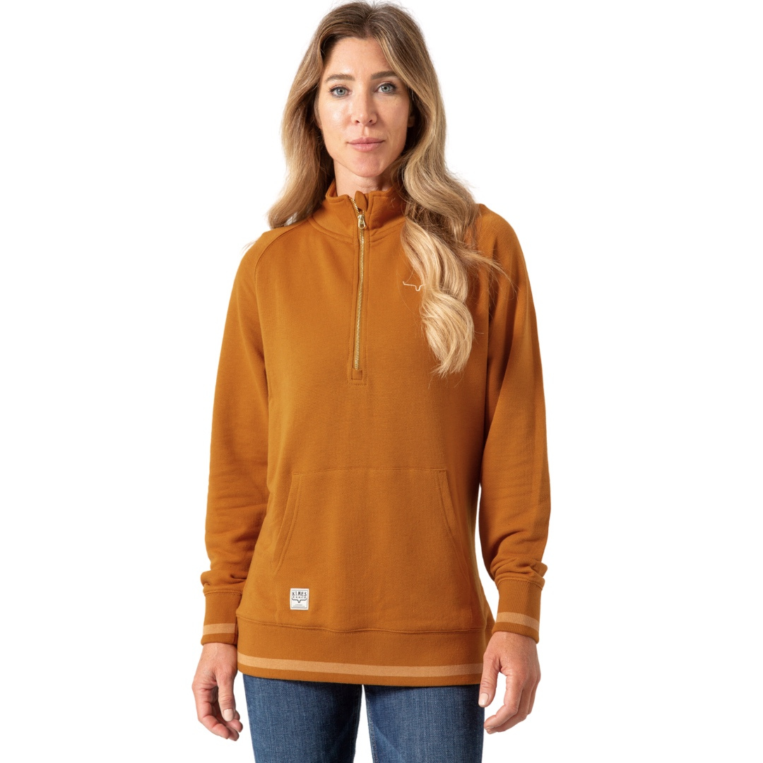 Ladies Hazer Quater Zip Hoodie WW Brown